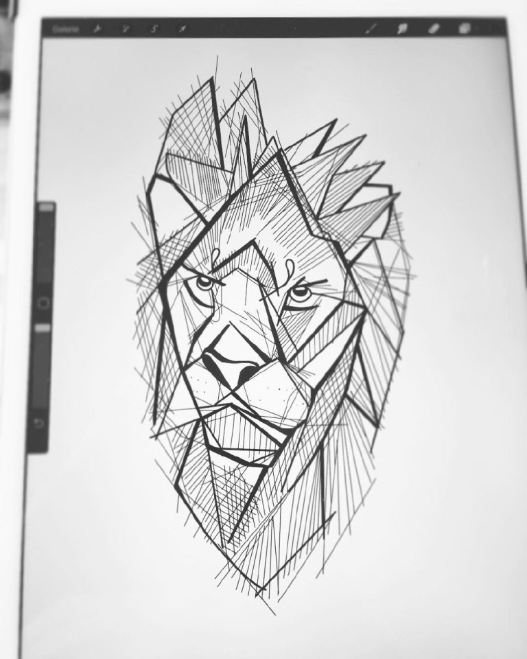 Эскиз тату льва