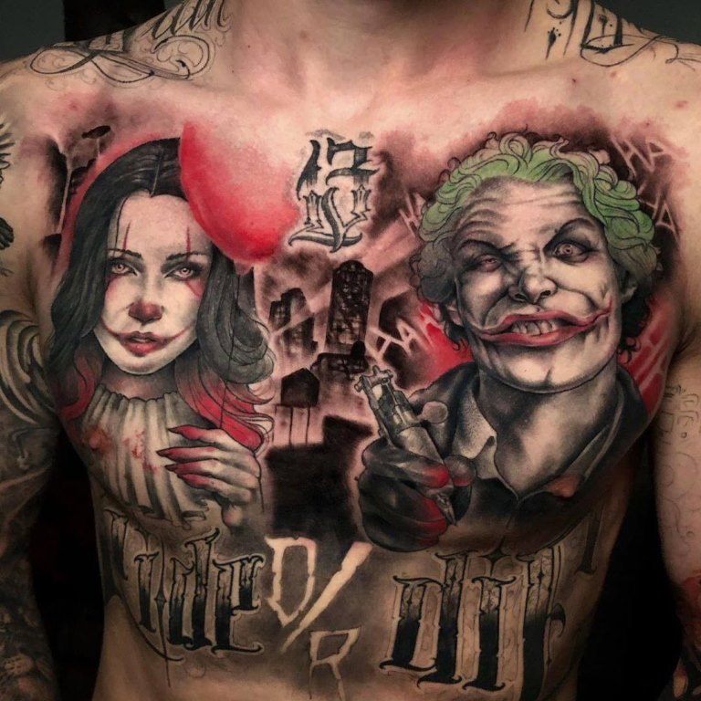 Joker tattoo.
